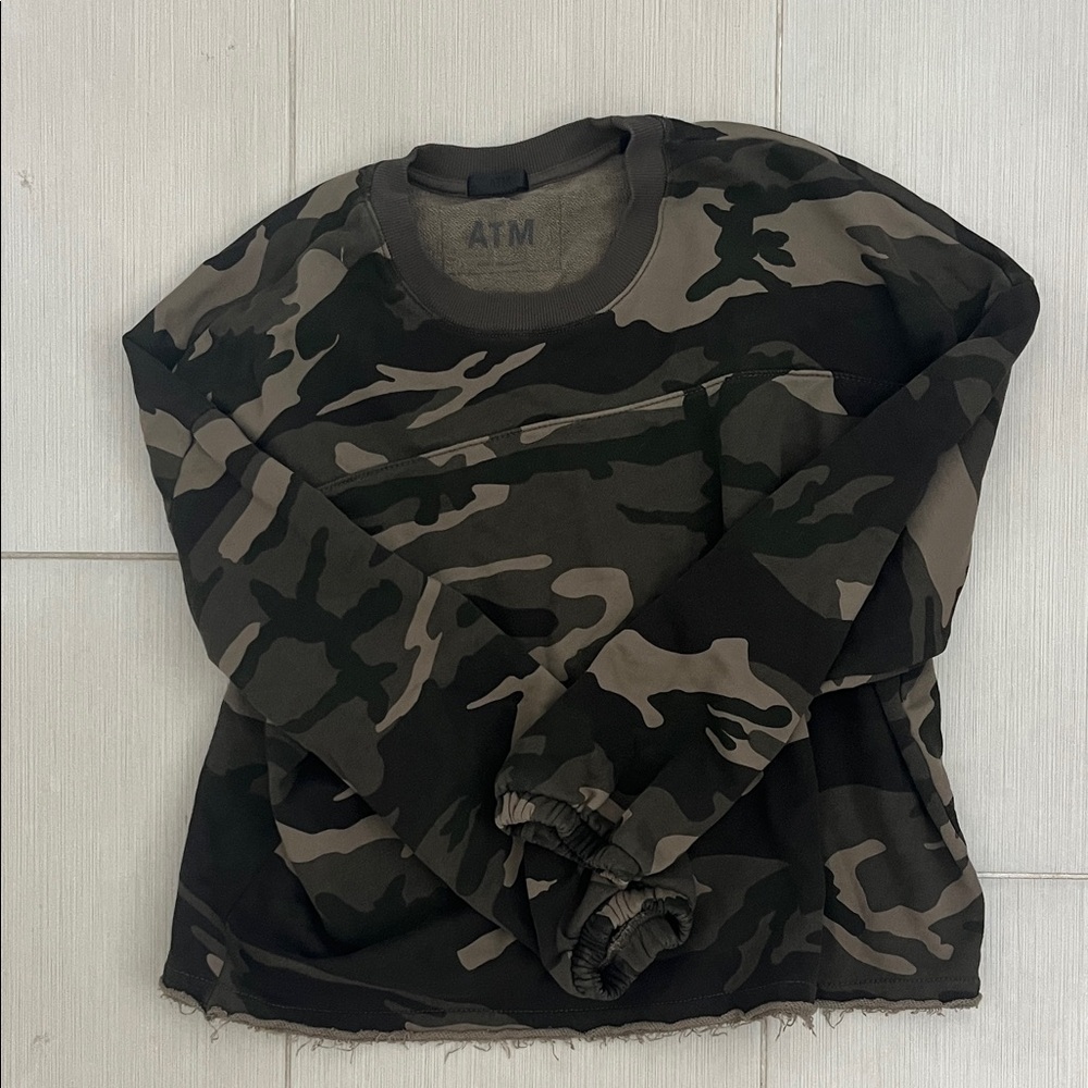 ATM Anthony Thomas Melillo Camouflage Crew Neck Sweater
